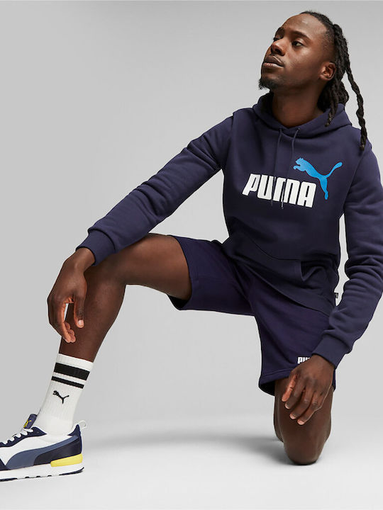 Puma Men's Sweatshirt with Hood and Pockets Blue