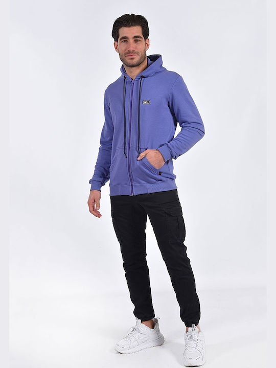 Clever Men's Sweatshirt Jacket with Hood Purple