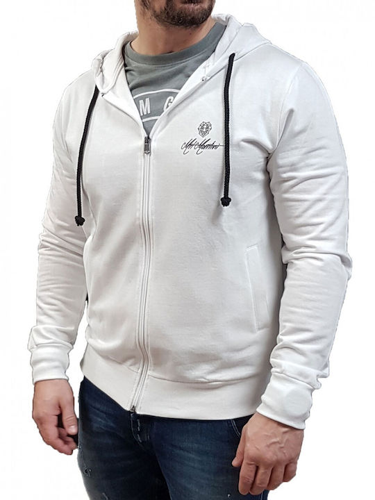 Mrt Martini Men's Sweatshirt Jacket with Hood and Pockets White