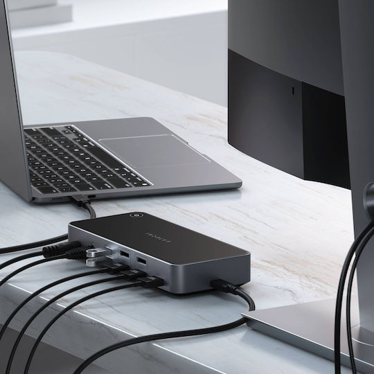 Satechi USB-A / USB-C Docking Station με HDMI/DisplayPort 4K PD Ethernet και σύνδεση 3 Οθονών Γκρι (ST-D4KTM-EU)