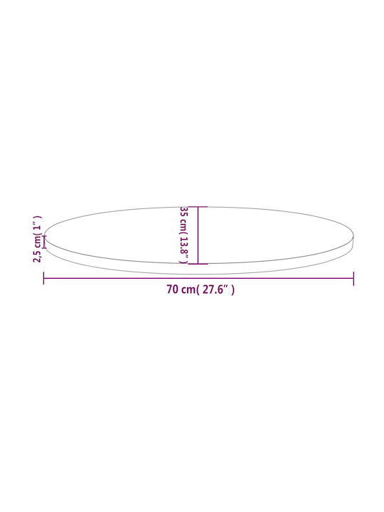 vidaXL Oval Table Surface made of Solid Wood 70x35x2.5cm 824315 1pcs