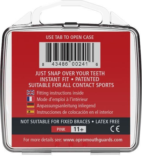 Opro Senior Protective Mouth Guard with Case Pink 2139005