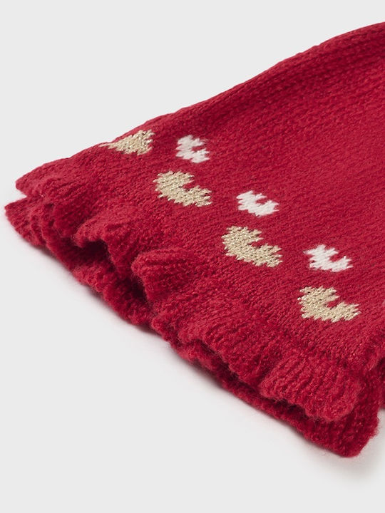 Kids Beanie Set with Scarf & Gloves Knitted Red