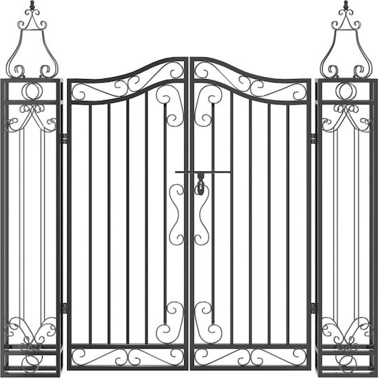 vidaXL Metal Fence Gate in Black Color 1.21x1.2m