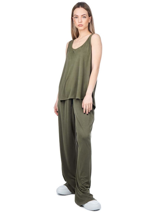 Women's Summer Sleeveless Khaki Blouse