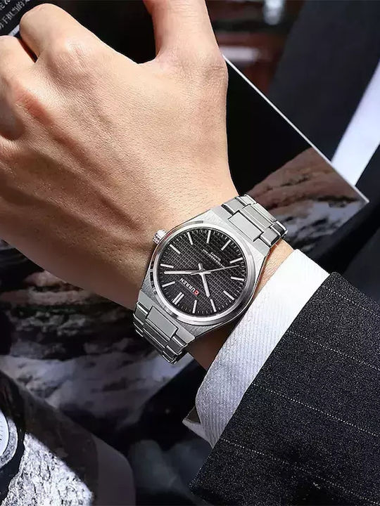 Curren Men's Watch 40mm Battery with Metal Bracelet Silver / Black