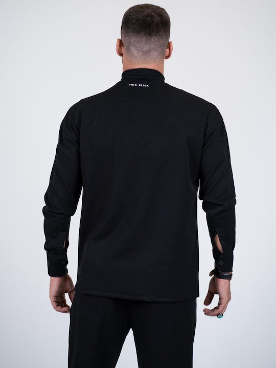 Twin Black Men's Shirt Overshirt Long Sleeve Black