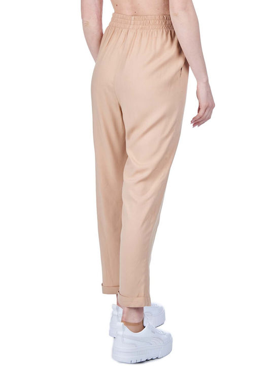 Zoya Women's Fabric Trousers with Elastic Beige