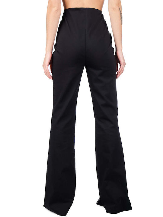 Zoya Women's Fabric Trousers Flare in Slim Fit Black