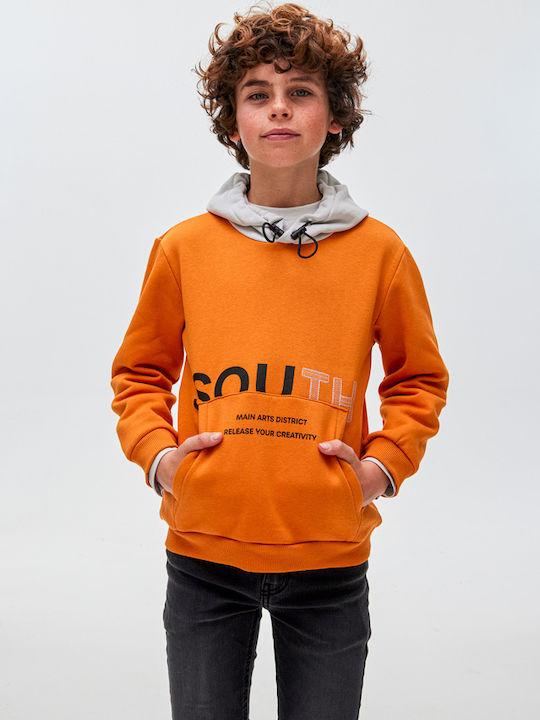 Kids Sweatshirt with Hood and Pockets Orange