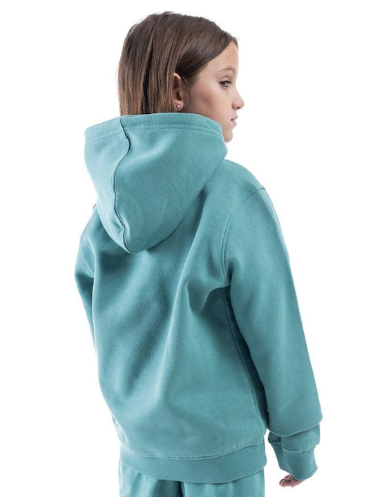 District75 Girls Fleece Hooded Sweatshirt with Zipper Turquoise