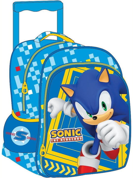 Gim Sonic Classic Σχολική Τσάντα Τρόλεϊ Νηπιαγωγείου σε Μπλε χρώμα