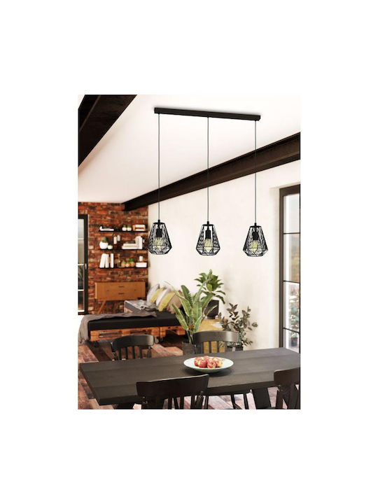 Eglo Stype Pendant Light Three-Light Rail for Socket E27 Black