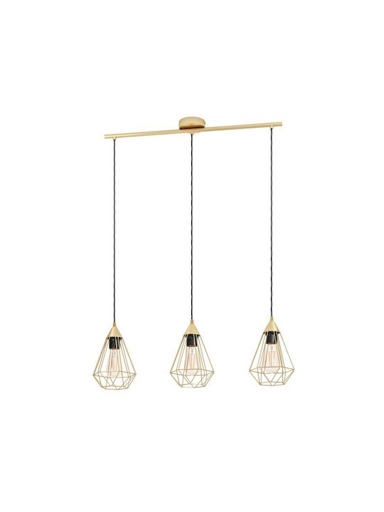 Eglo Tarbes Pendant Light Three-Light Rail for Socket E27 Gold