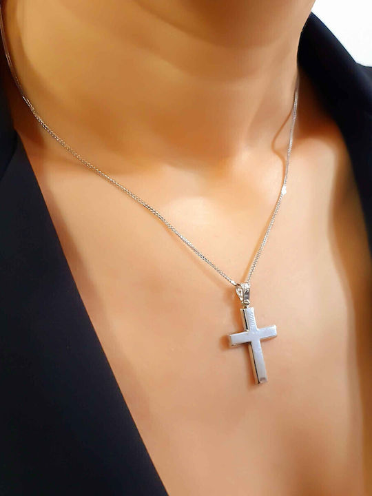Katsigiannis Men's White Gold Cross 14K with Chain
