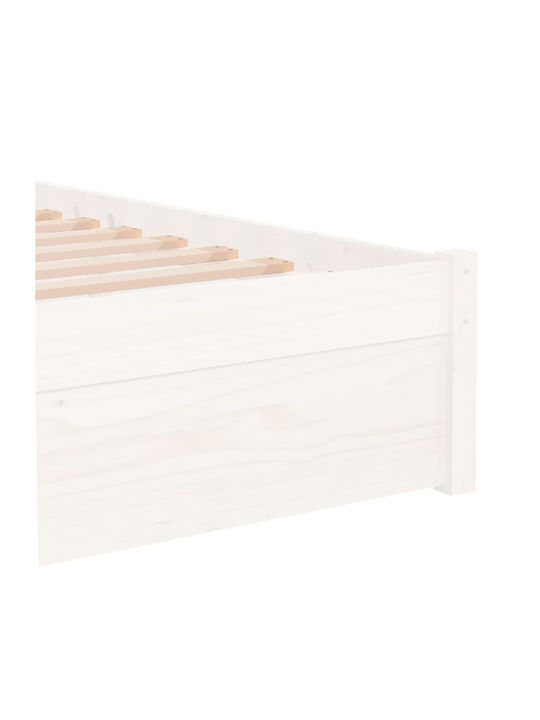 Ein Einzelbett Aus Holz Weiß mit Lattenrost für Matratze 75x190cm