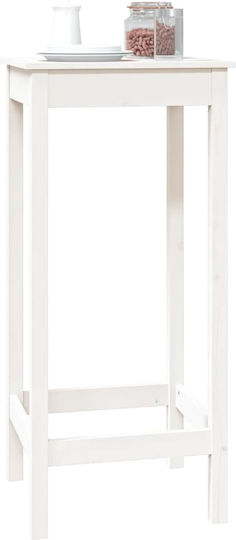 Square Bar Table Made of Solid Wood White 50x50x110cm