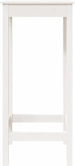 Square Bar Table Made of Solid Wood White 50x50x110cm