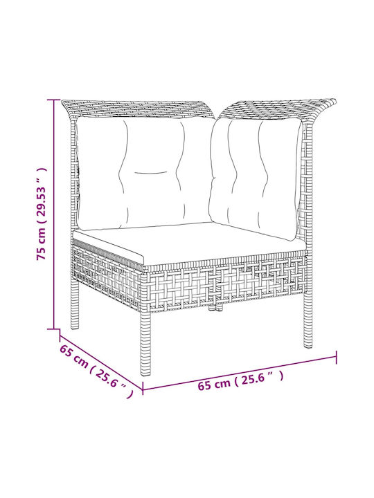 Canapea de colț Exterior Rattan cu Perne 65x65x75cm