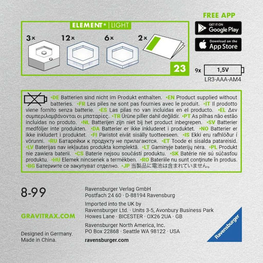 Ravensburger Element Light Образователна Игра Инженеринг Gravitrax за 8+ години Години