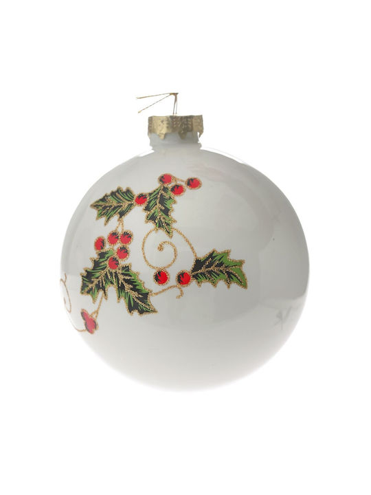 Iliadis Christmas Glass Ball Ornament White