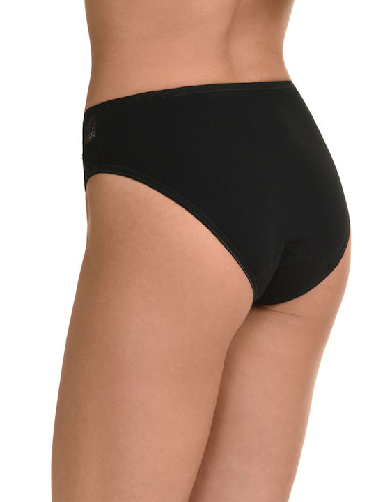 Miss Rosy Baumwolle Damen Slip mit Spitze Schwarz