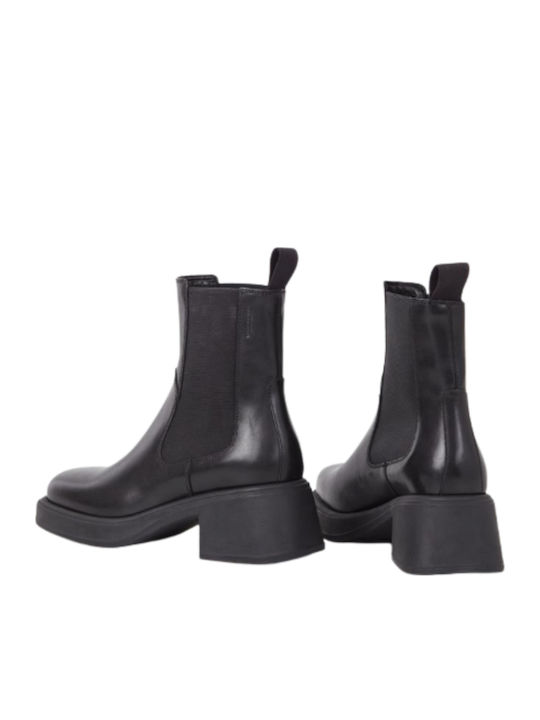 Leder Damen Chelsea Stiefeletten Schwarz