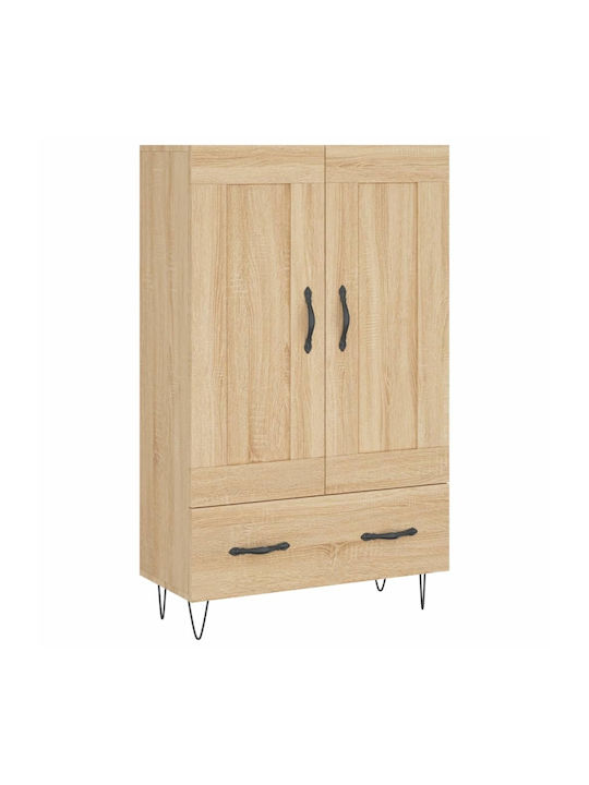 Wand Wohnzimmer Vitrine aus Holz & Metall mit Glas Braun 69.5x31x115cm