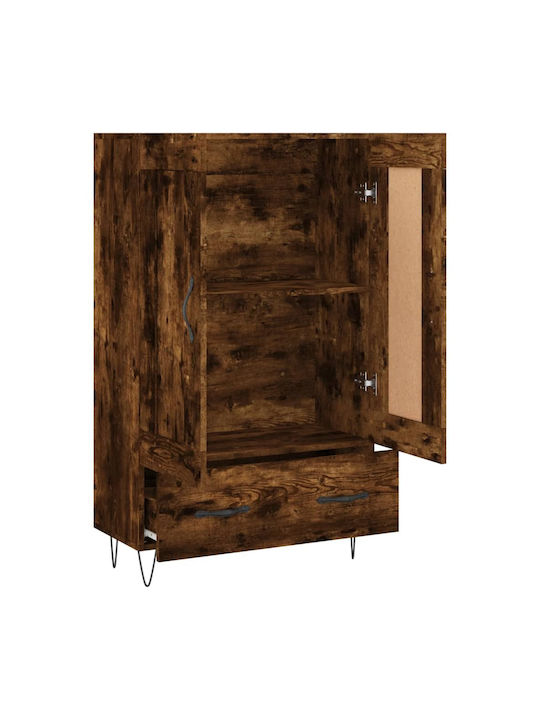 Wand Wohnzimmer Vitrine aus Holz & Metall mit Glas Braun 69.5x31x115cm