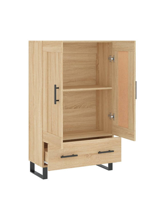 Wand Wohnzimmer Vitrine aus Holz & Metall mit Glas Braun 69.5x31x115cm