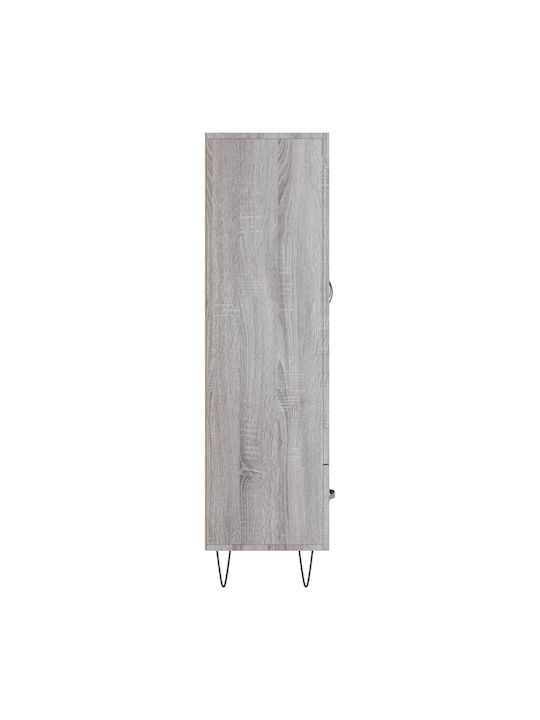 Wand Wohnzimmer Vitrine aus Holz & Metall mit Glas Gray 69.5x31x115cm