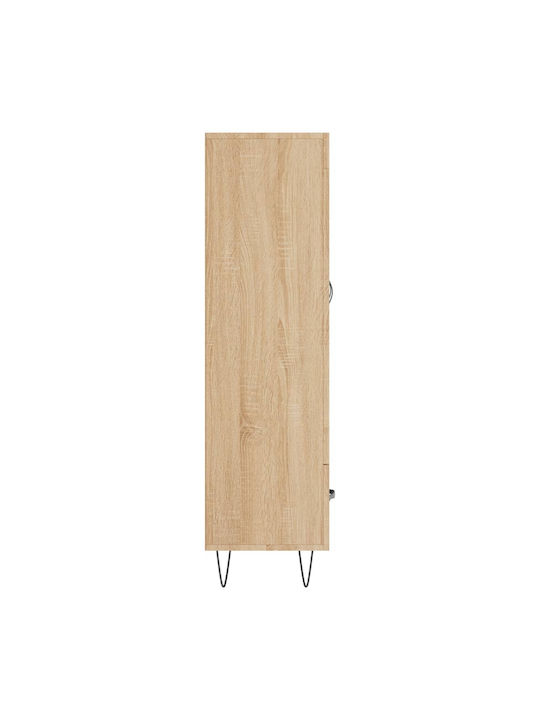 Wand Wohnzimmer Vitrine aus Holz & Metall mit Glas Braun 69.5x31x115cm