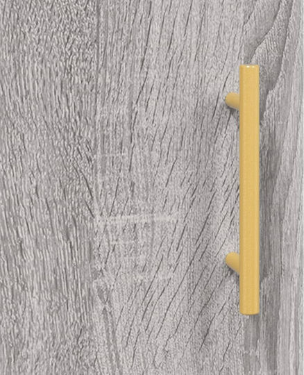 Vitrină de Pardoseală pentru Sufragerie din Lemn și Metal, Gri Sonoma, cu Geam, 69.5x31x115cm