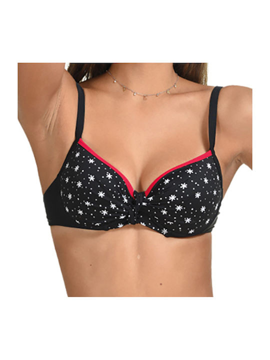 Bikini Σουτιέν με Ενίσχυση Floral Μαύρο