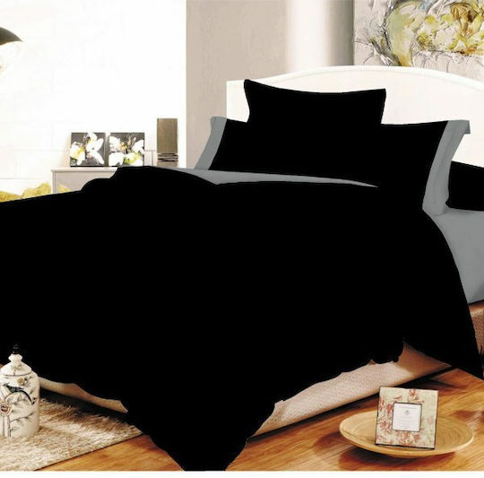 Le Blanc Sheet Sets Double 200x240cm. Cotton Line Black Grey 4pcs