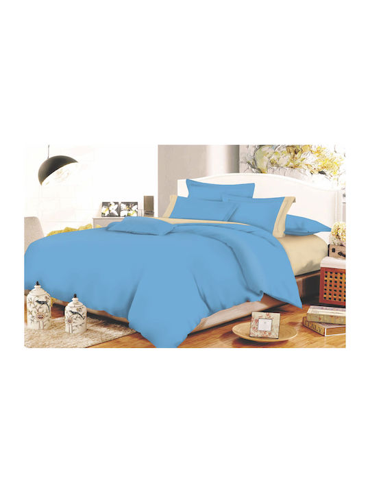 Le Blanc Sheet Sets Single with Elastic 100x200+22cm. Cotton Line Light Blue 3pcs
