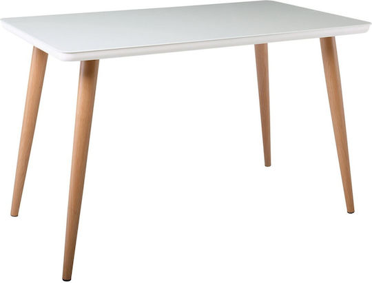 Union Table Dining Room with Glass Surface Natural Glass White 130x80x75cm