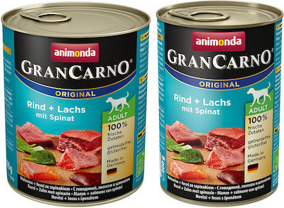 Animonda Gran Carno Canned Gluten Free Wet Dog Food with Beef and Salmon 1 x 400gr