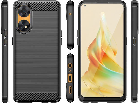 Techsuit Carbon Back Cover Silicon Negru (Oppo Reno8 T)