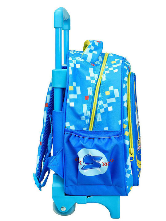 Gim Sonic Classic Σχολική Τσάντα Τρόλεϊ Νηπιαγωγείου Μπλε με Θήκη για Παγούρι 12lt