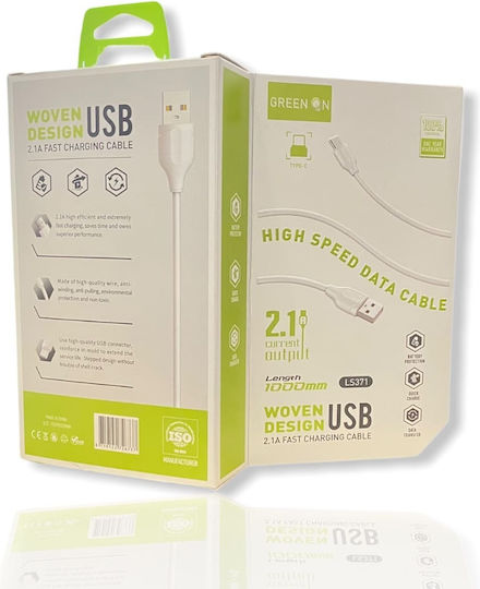 Ldnio LS371 Regular USB 2.0 Cablu USB-C bărbătesc - USB-A Alb 1m