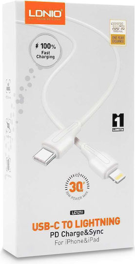 Ldnio LC121 USB-C to Lightning Cable White 1m