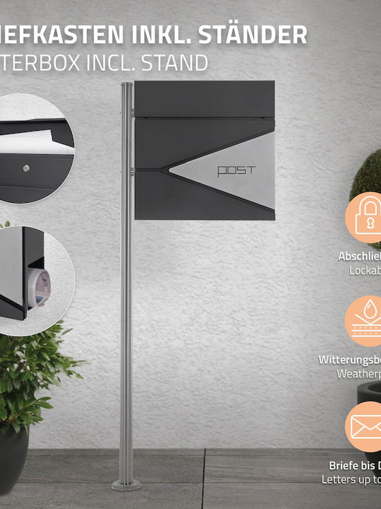 ML-Design Γραμματοκιβώτιο Εξωτερικού Χώρου Inox σε Γκρι Χρώμα 37x37x11cm ML-Design Γραμματοκιβώτιο Εξωτερικού Χώρου Inox σε Γκρι Χρώμα 37x37x11cm