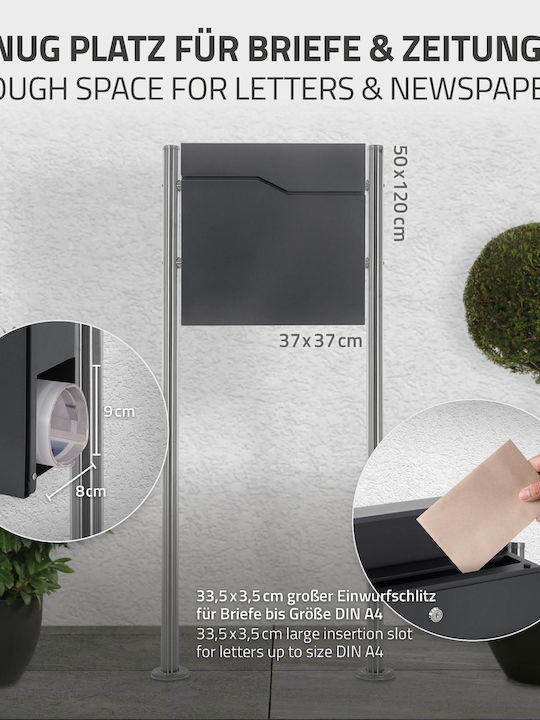 ML-Design Външна пощенска кутия Inox в Сив цвят 37x37x11см