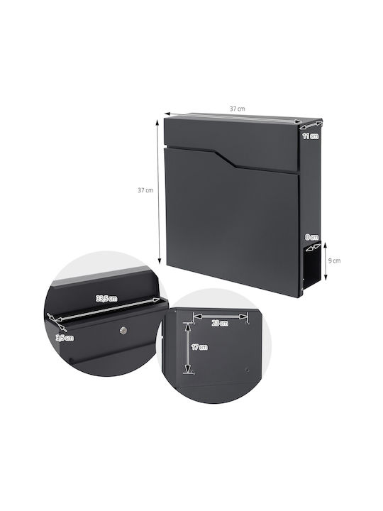 ML-Design Inox Outdoor Mailbox Gray 37x37x11cm