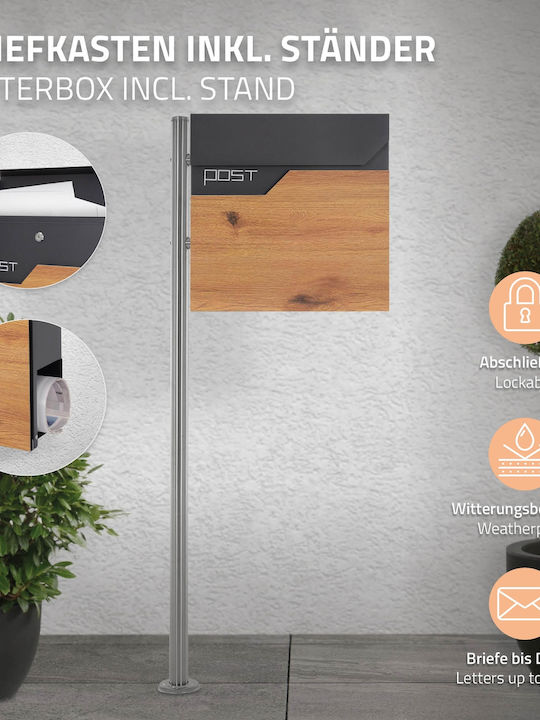 ML-Design Γραμματοκιβώτιο Εξωτερικού Χώρου Inox σε Γκρι Χρώμα 37x37x11cm ML-Design Γραμματοκιβώτιο Εξωτερικού Χώρου Inox σε Γκρι Χρώμα 37x37x11cm