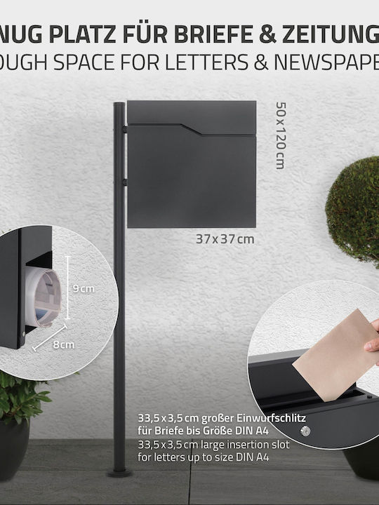 ML-Design Външна пощенска кутия Inox в Сив цвят 37x37x11см
