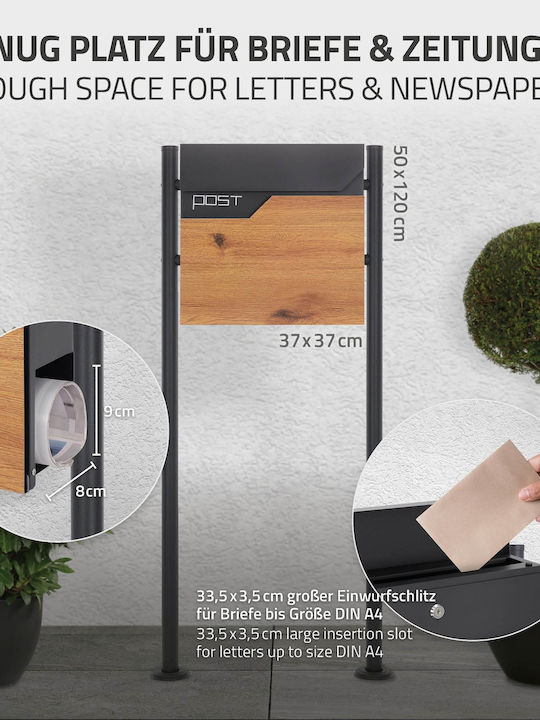 ML-Design Външна Пощенска Кутия Inox в Сив Цвят 37x37x11см