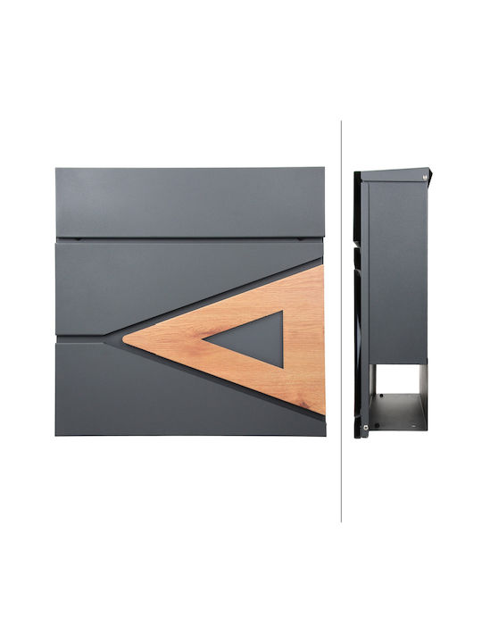 ML-Design Cutie Poștală pentru Exterior Metalic în Culoarea Gri 37x36.5x11cm