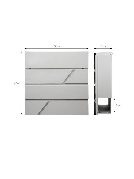 ML-Design Außenbereich Briefkasten Inox in Gray Farbe 37x11x37cm